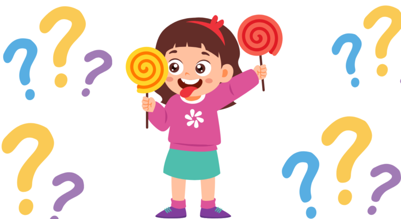 お菓子ばかり食べてる子供のイラスト